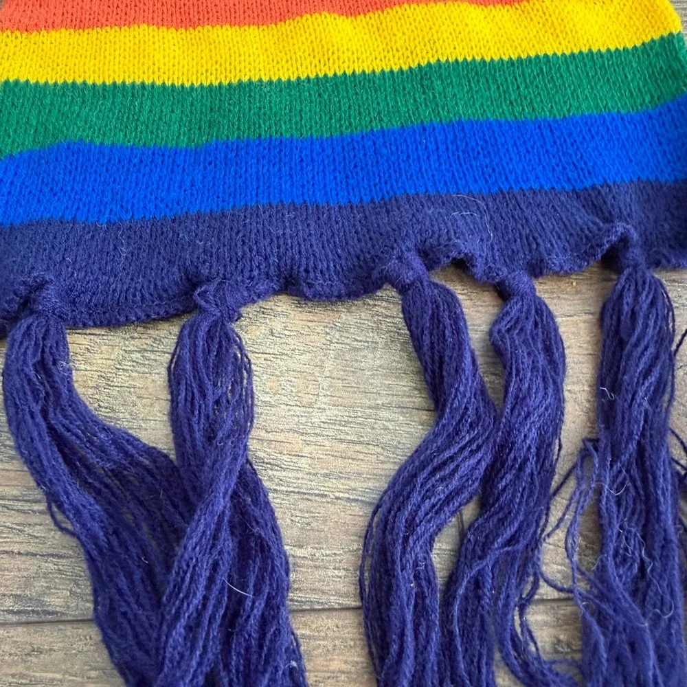 Van Raalte Kids Vintage Rainbow Knit Scarf and Mittens Set Navy Blue One Size‎